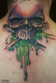 neck color skull pencil splash ink tattoo picture