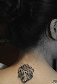 Neck Rubik's Cube tattoo pattern