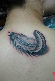 woman neck feather tattoo pattern
