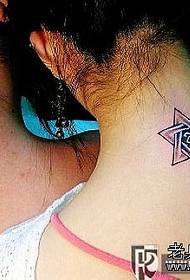 Patró de tatuatge de parells d’estrelles de coll de sis puntes