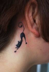 modèle de tatouage de chat totem de cou de beauté