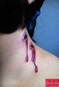 modello di tatuaggio collo classico foro di proiettile goccia di sangue