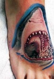 instep color realistic shark head tattoo pattern