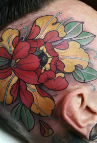 cabeza nueva escuela estilo color flor tatuaje foto