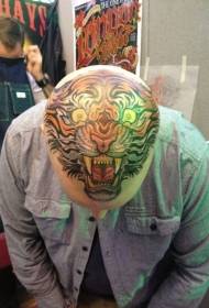Head amazing Asian style colored tiger tattoo pattern