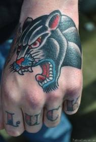 käsi väri leopardipää kirjain tatuointi malli