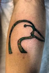 patrón de tatuaje de cabeza de cisne de color simple de pierna