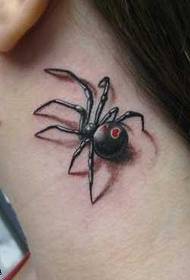 Neck Realistic Spider Tattoo Pattern