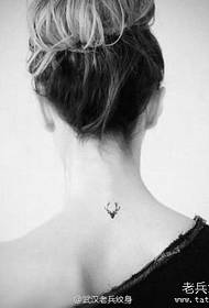 woman neck small fresh deer tattoo pattern