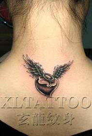 Cool Eyebrow Neck Love Wings Tattoo Pattern