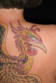 back color phoenix head tattoo pattern
