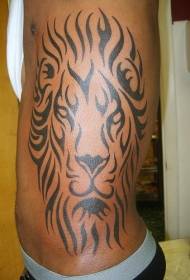 waist side black lion head tribal totem tattoo picture