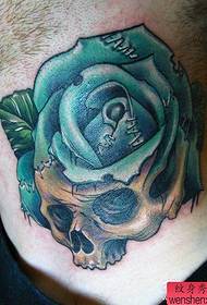 a neck colored rose Flower tattoo pattern