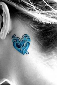 girls ear root color heart personality fashion tattoo