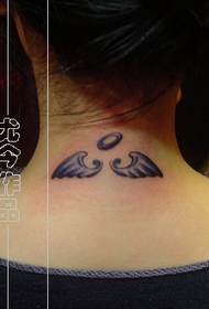 girly neck wings tattoo pattern
