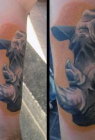 arm realistic color big rhinoceros head tattoo pattern