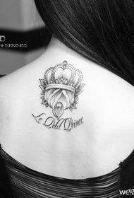 woman neck crown rose letter tattoo works