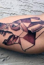 arm geometric style colored wolf head tattoo pattern