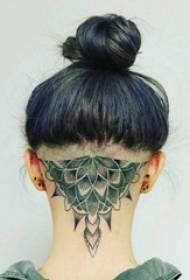 djevojka glava crna točka trn jednostavna linija biljka cvijet tetovaža slika