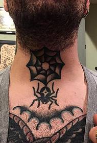 Neck spider web tattoo pattern