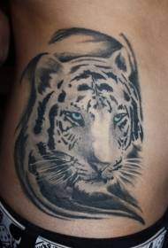waist colored white tiger head tattoo pattern