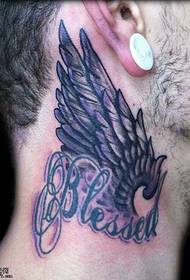 Neck Wings English Tattoo Model