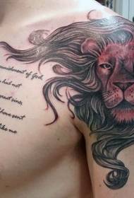 shoulder illustration style lion head letter tattoo pattern