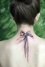 女孩脖子美麗弓紋身紋身