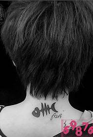 girls neck fish bone tattoo pictures