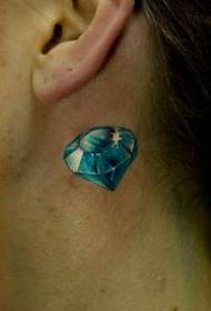 girl's neck color diamond tattoo pattern