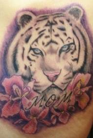 ŝultro hejme komika stilo tigro kapo tatuaje ŝablono