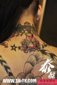 beautiful hourglass tattoo pattern on the back neck