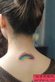 Women's neck rainbow tattoos