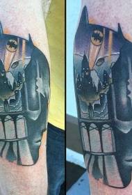arm new style colorful Batman head with night city tattoo