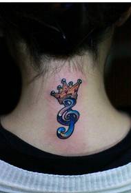 girl neck beautiful fashion notes and crown tattoo picture