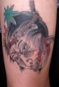 leg color dead Japanese warrior head tattoo picture