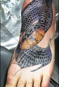 Instep color realistic snake tattoo pattern
