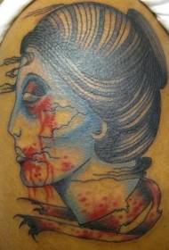 shoulder color zombie female head tattoo pattern