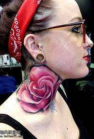 female neck color lotus tattoo picture