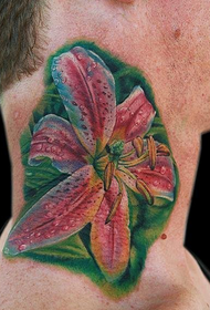 male lily tattoo on the neck