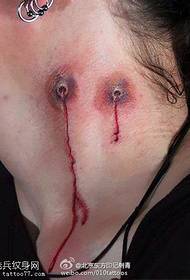 horror realistic bleeding bleeding gun hole tattoo pattern