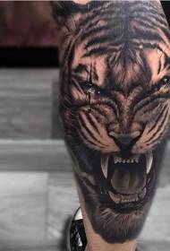 leg realistic style color realistic tiger head tattoo