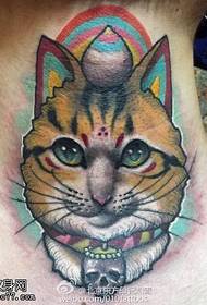 painted cat tattoo on the neck