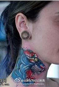 neck lion lotus tattoo pattern