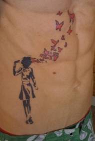 Uzorak tetovaže samoubojstva djevojka u boji trbuha
