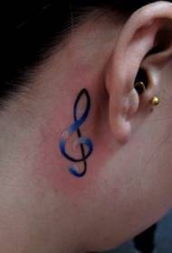 good looking colorful note tattoo pattern on the neck