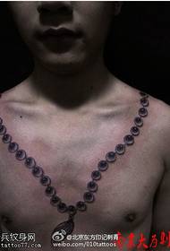 realistic bead necklace tattoo pattern on the neck