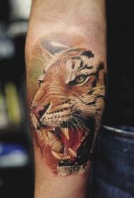 imatge del tatuatge del cap de tigre realista en color del braç