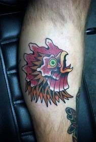 legged old style color peacock head tattoo pattern