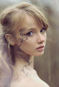 girl face neck totem tattoo
